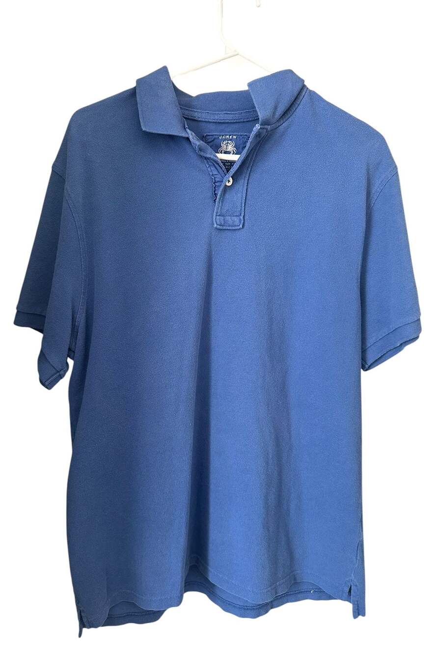 J.Crew Vintage Polo Shirt Men’s Large Blue Short Sleeve 100% Cotton Classic Casu